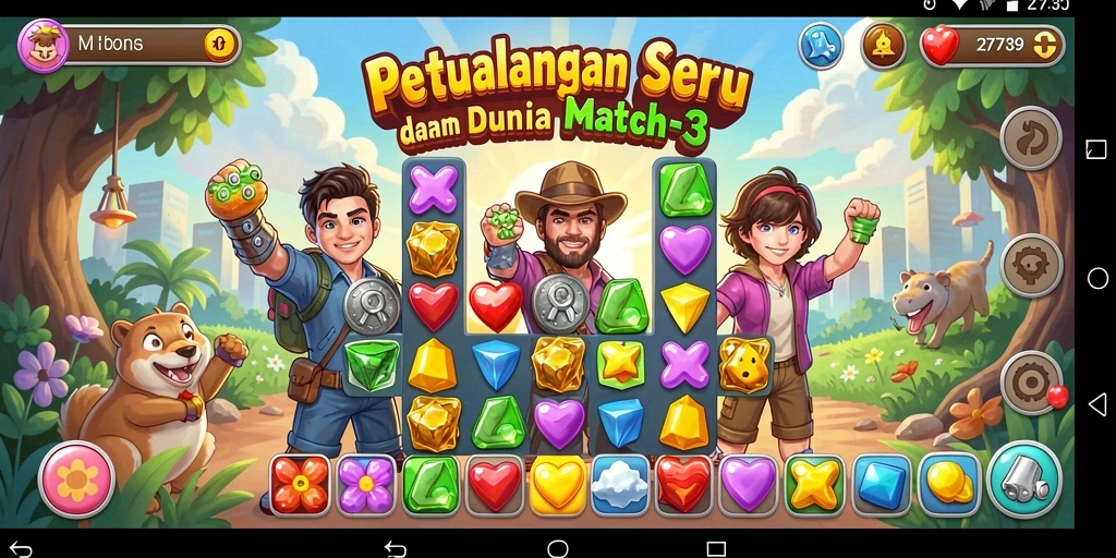 Tampilan menarik dari gameplay seru Match-3.