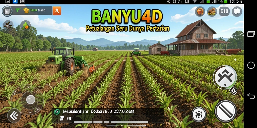 Screenshot permainan BANYU4D menampilkan aktivitas pertanian yang menarik.
