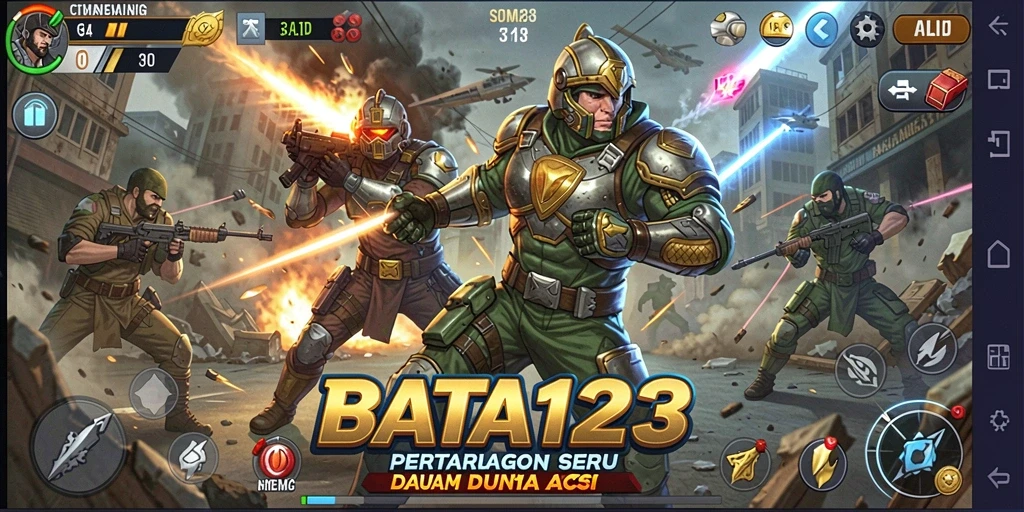Screenshot BATA123 menampilkan aksi pertempuran yang intens.