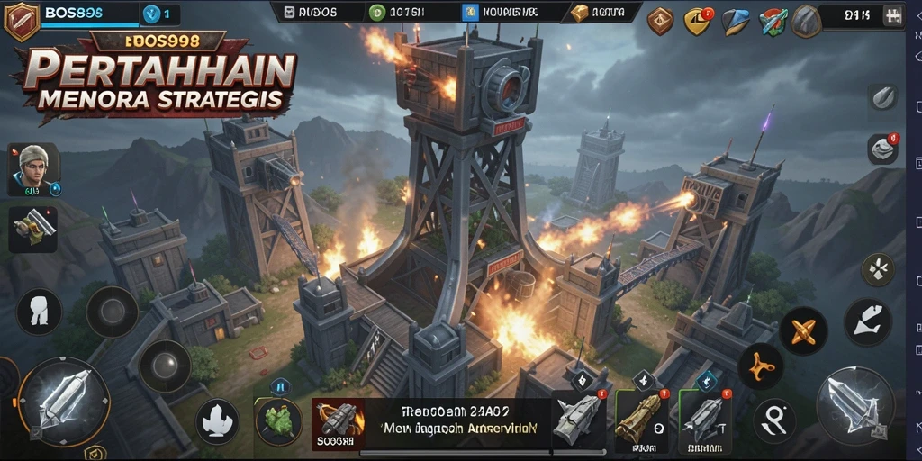 Tampilan dinamis gameplay Tower Defense yang menegangkan.