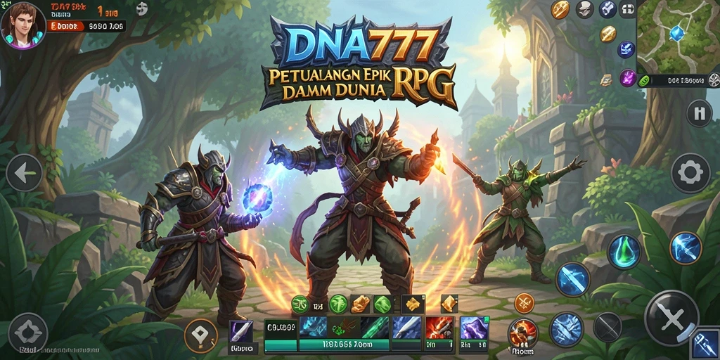 Tampilan gameplay menakjubkan dalam DNA777 yang mencerminkan dunia RPG.