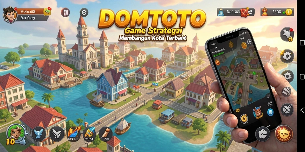 Tampilan gameplay menarik dalam membangun kota di DOMTOTO.