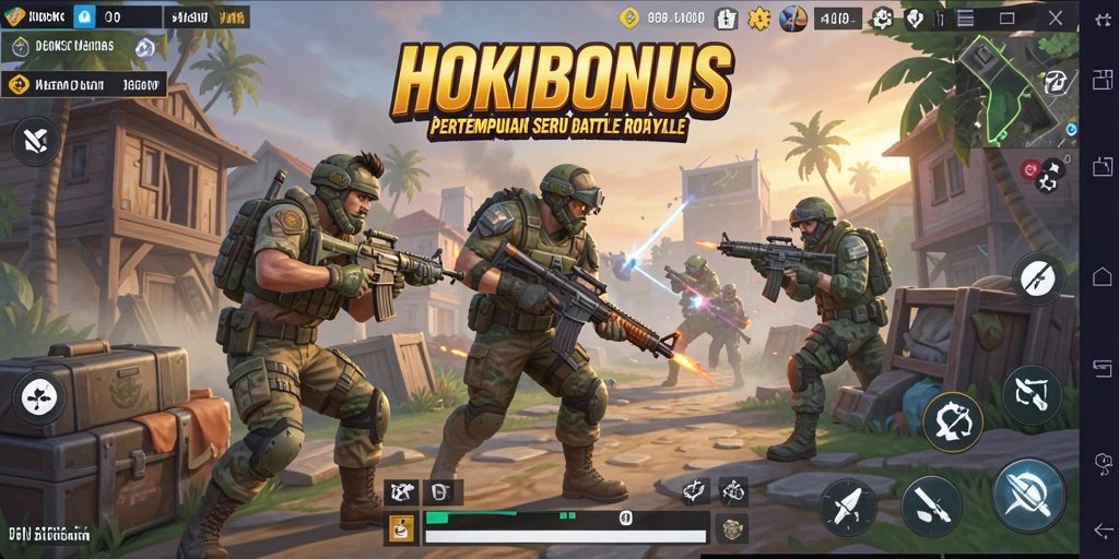 Tampilan aksi seru dalam pertempuran HOKIBONUS Battle Royale.