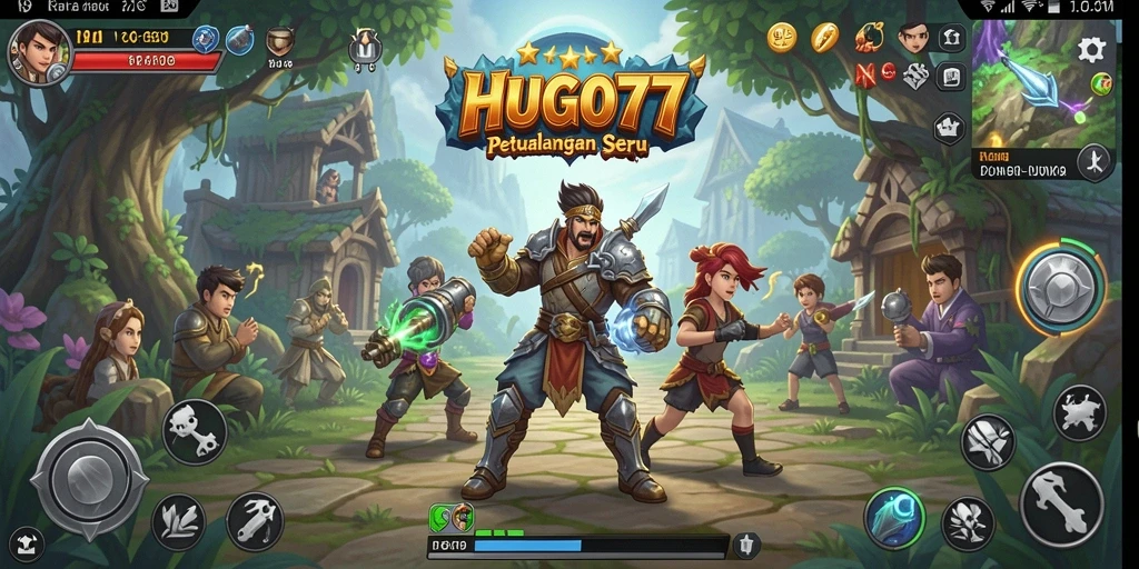 Gameplay seru HUGO77 dengan pertarungan mendebarkan.