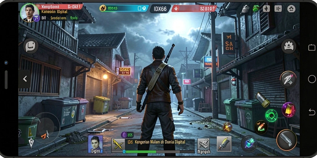 Tampilan gameplay menegangkan di dunia horror IDX66.