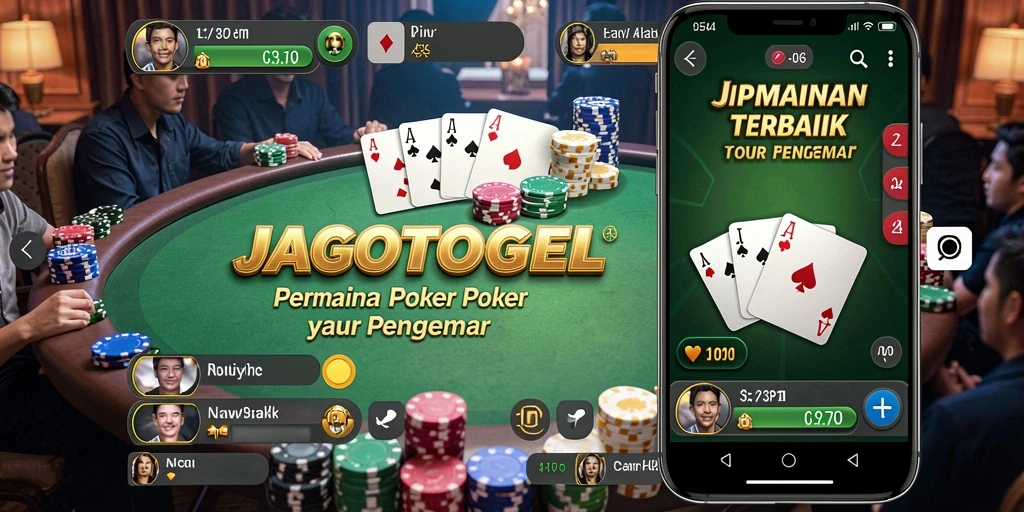 Screenshot gameplay JAGOTOGEL menunjukkan suasana meja poker yang seru.
