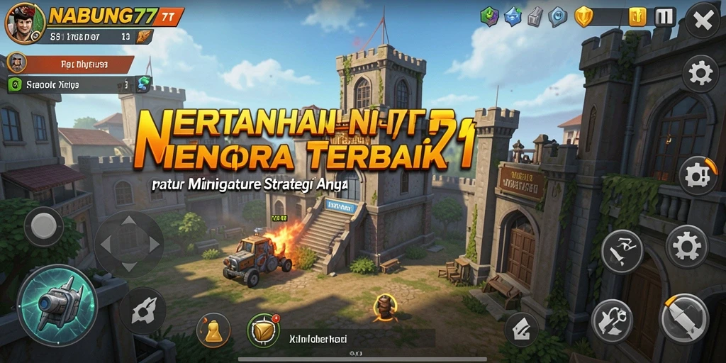 Skrinsut gameplay NABUNG77 yang menunjukkan strategi menara pertahanan.