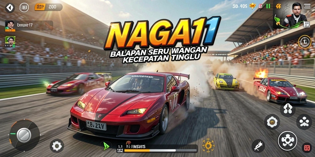Gameplay mendebarkan dari NAGA11 dengan mobil balap cepat.