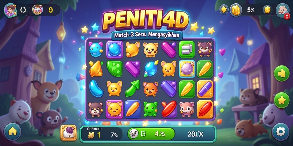Tampilan gameplay seru di PENITI4D dengan warna-warni gemerlap.
