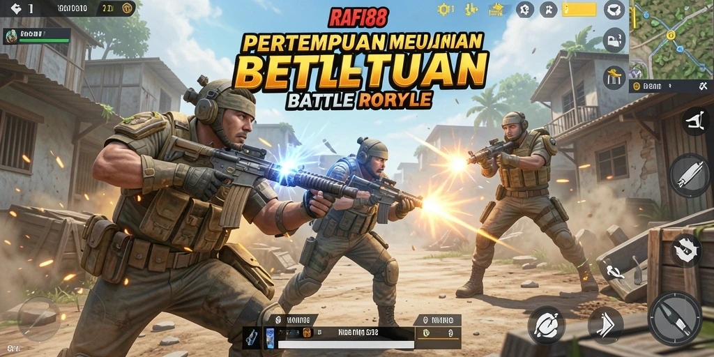 Tampilan gameplay RAFI88 menampilkan aksi Battle Royale yang mendebarkan.