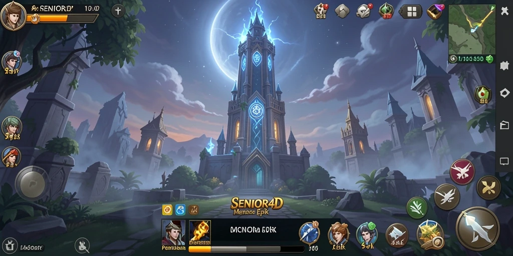 Tangkapan layar SENIOR4D menampilkan aksi intens dalam gameplay Tower Defense.