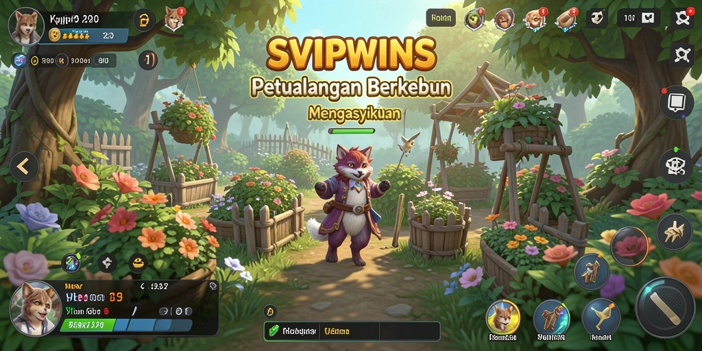Tampilan gameplay SVIPWINS yang menakjubkan saat berkebun.