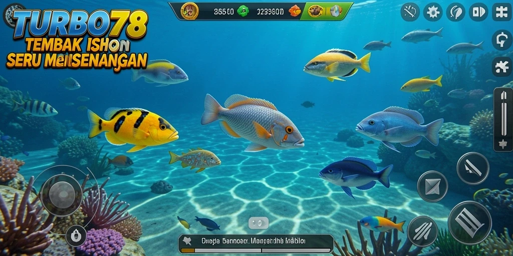 Screenshot gameplay menarik dari TURBO78 yang menunjukkan aksi tembak ikan.
