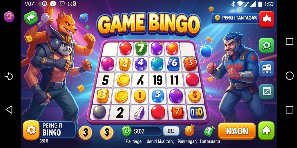 Screenshot gameplay V07 yang menunjukkan suasana Bingo yang seru.