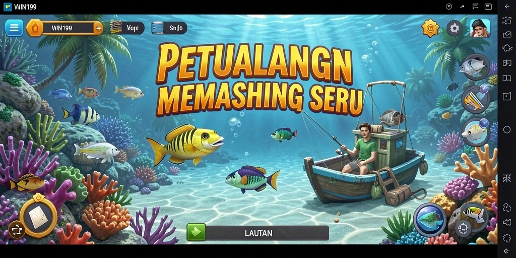 Tampilan gameplay WIN199 yang memukau saat menangkap ikan.