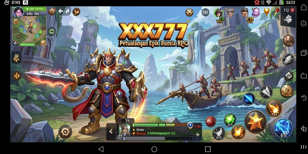 Tangkapan layar menunjukkan aksi seru dalam gameplay RPG XXX777.